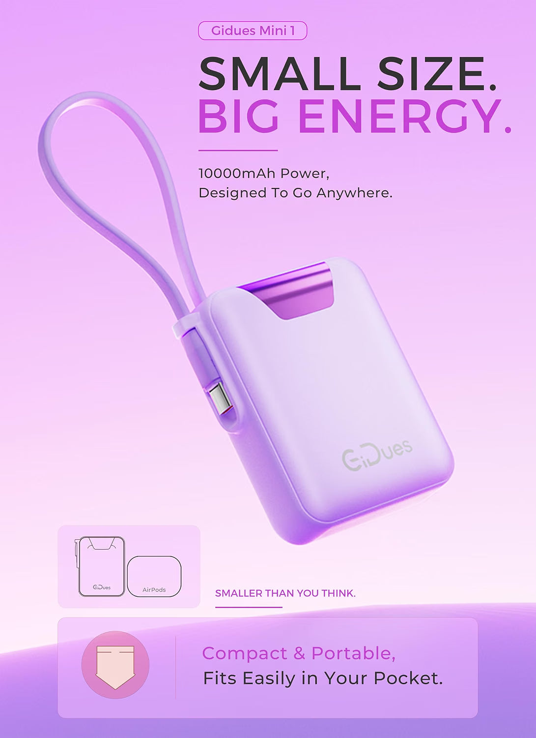 M1 Mini Portable Charger, 10000mAh Ultra-Compact Power Bank