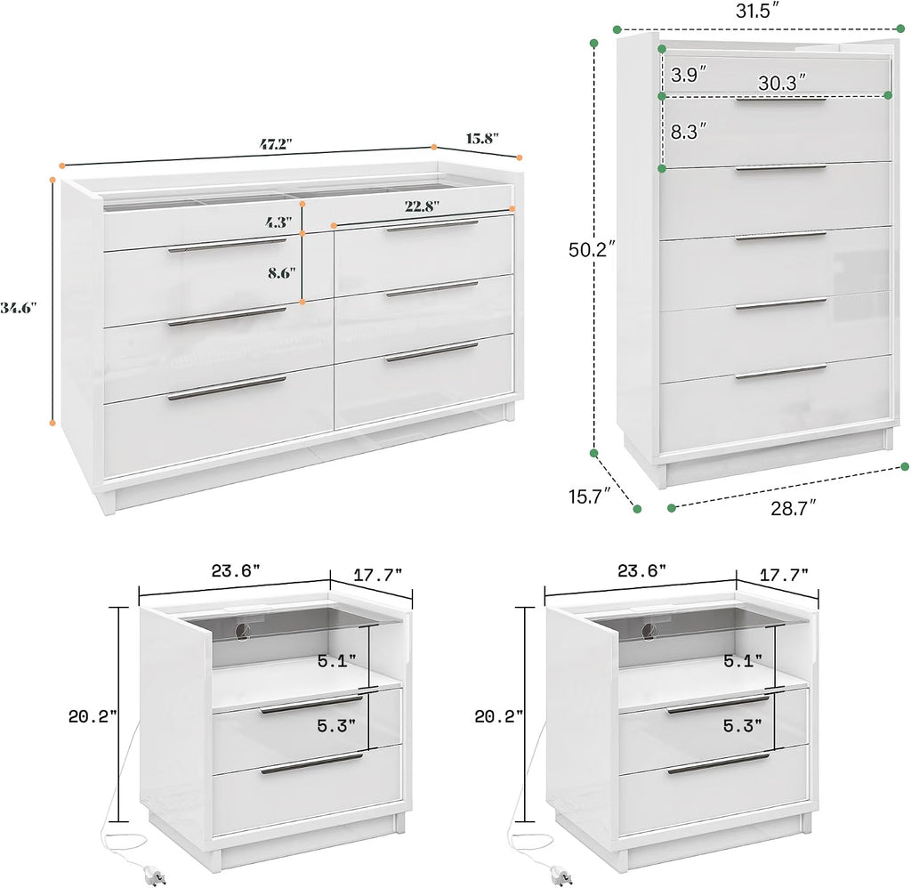 AMERLIFE King Size 5-Piece Modern Bedroom Set