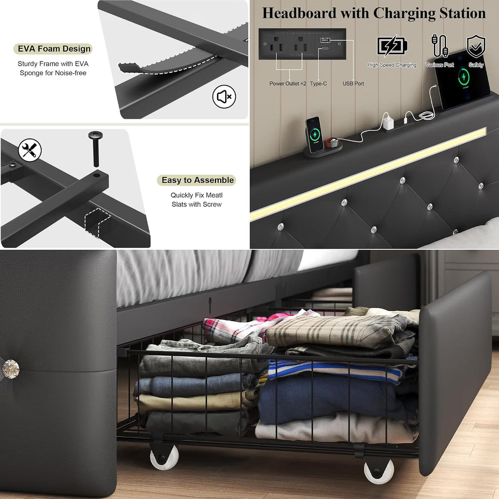 ORCPANIS 4-Piece Queen Bedroom Set with Storage Bed