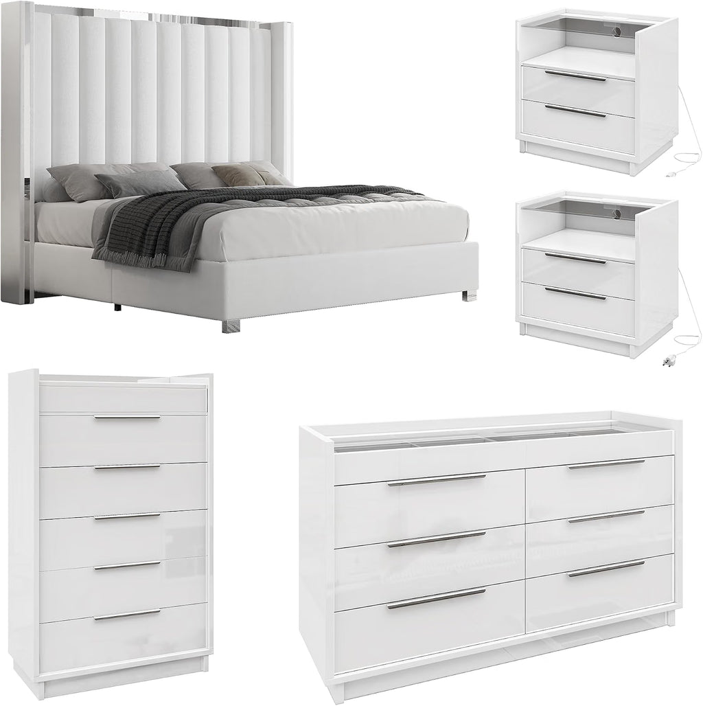 AMERLIFE King Size 5-Piece Modern Bedroom Set