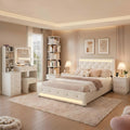 ORCPANIS Queen 5-Piece Bedroom Set with Vanity and Bookshelf