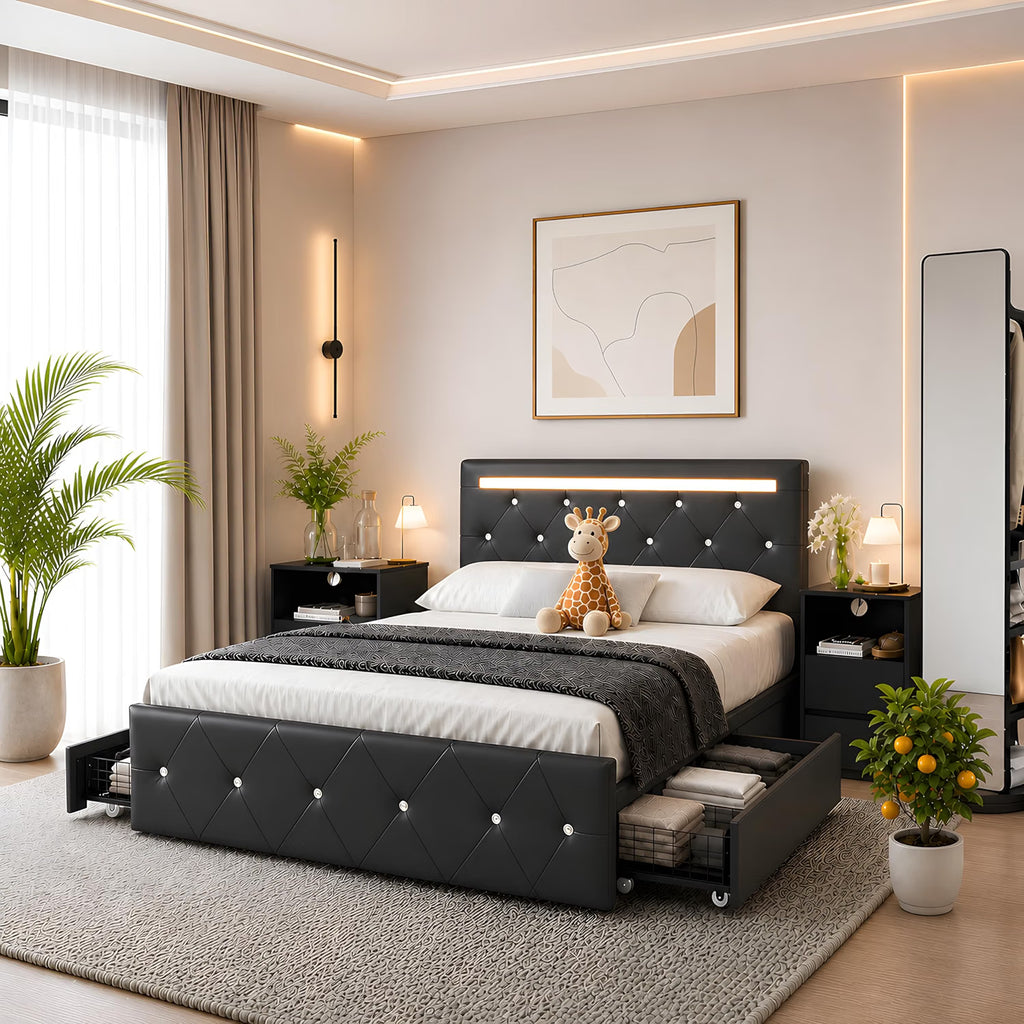 ORCPANIS 4-Piece Queen Bedroom Set with Storage Bed