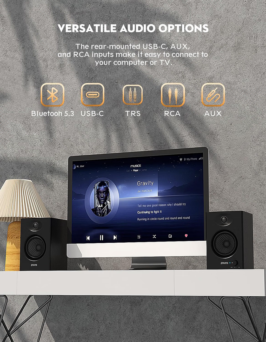 Altavoces OHAYO con Bluetooth 5.3, USB-C, RCA y AUX